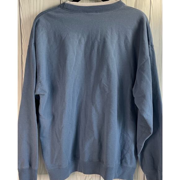 90s Y2k Snowman Cardinal Sweatshirt Cottagecore Blue Pullover Grannycore Sz L - Picture 3 of 5